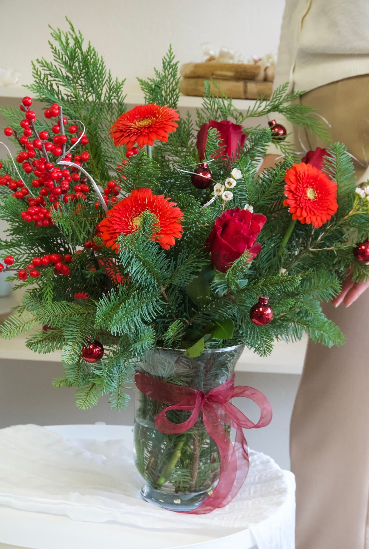 Holiday Glass Vase Arrangement