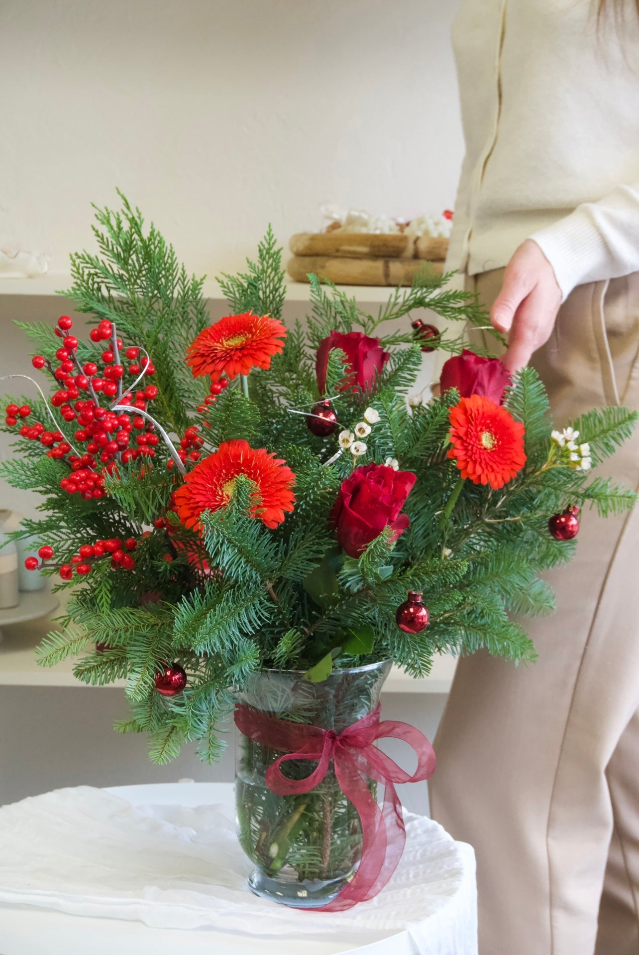 Holiday Glass Vase Arrangement