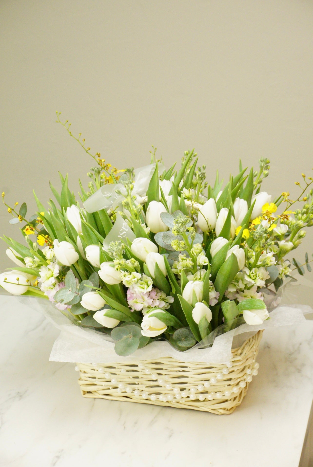 Tulips Wicker Basket