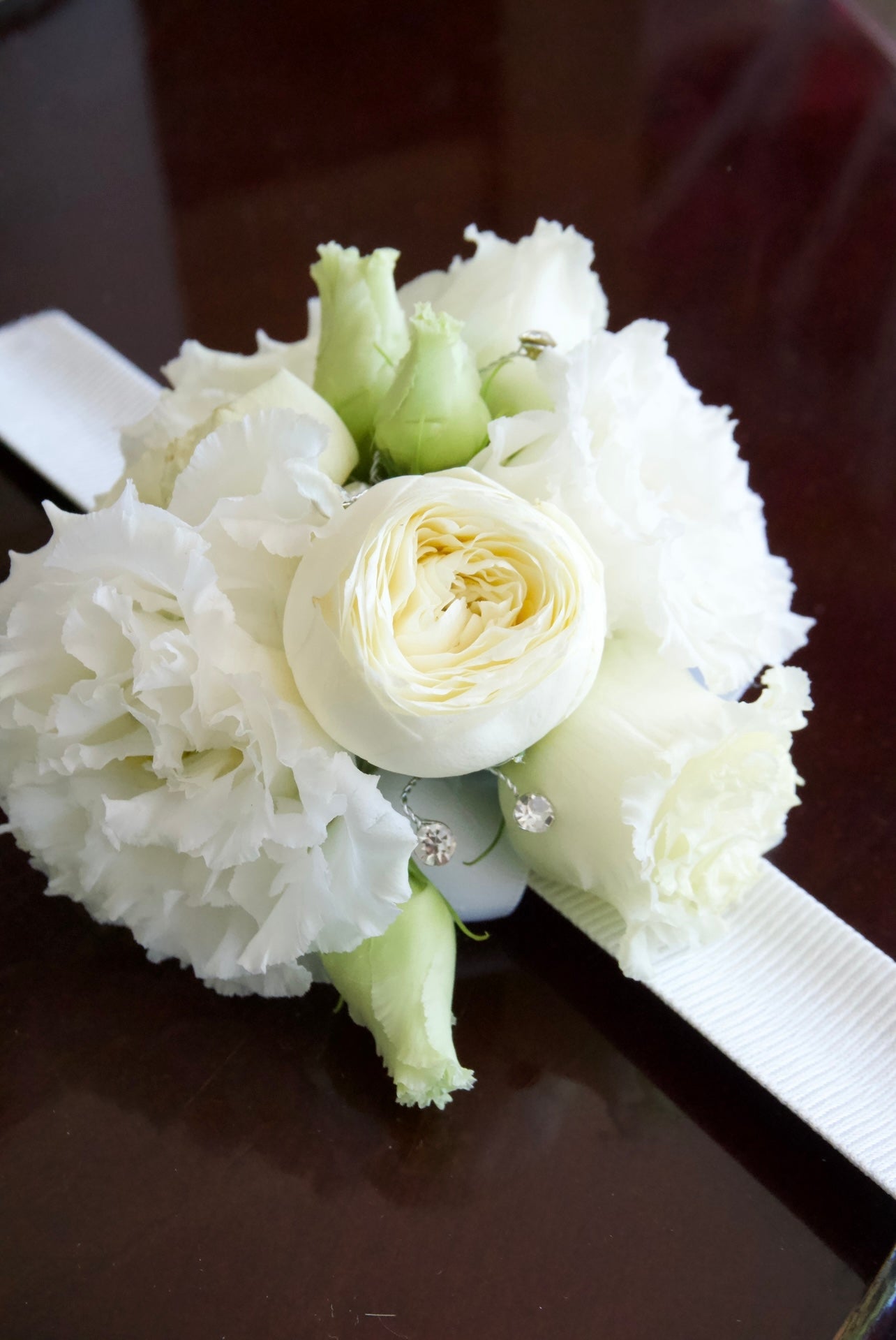 White Corsage & Boutonnière Set