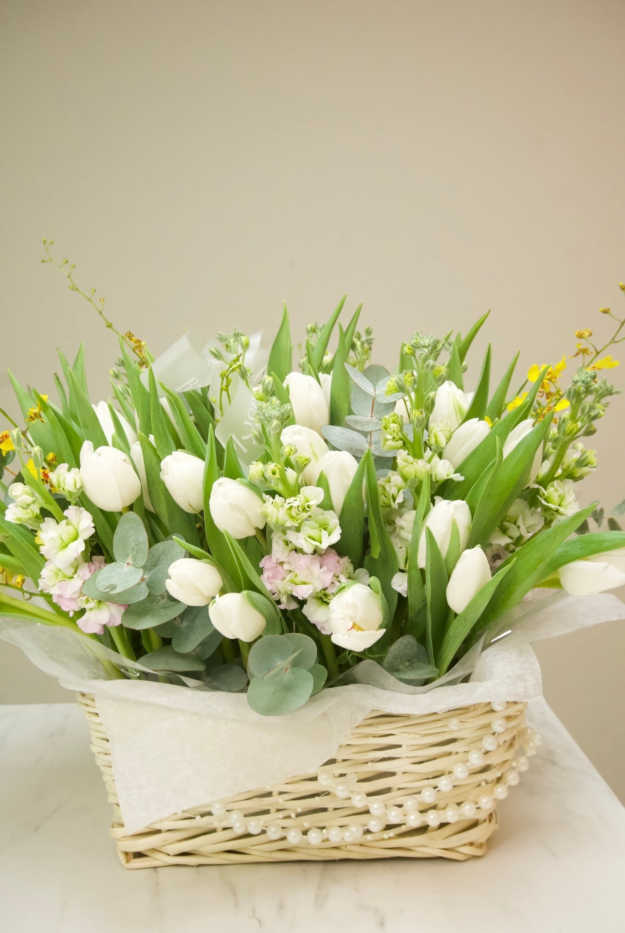 Tulips Wicker Basket